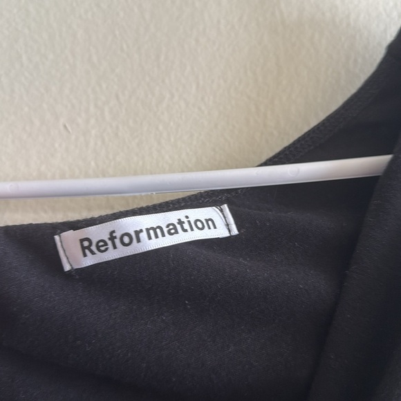 Reformation Sage Short Sleeve Wrap Midi Dress Black with Slit - Picture 7 of 11